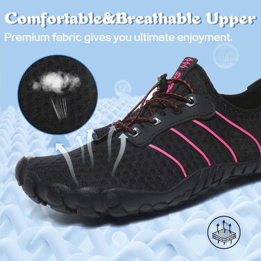 Чоловічі та жіночі аквашузи для плавання та серфінгу, швидко сохнуть, чорно-рожеві (36 EU)