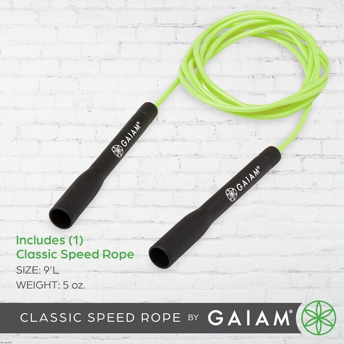 Спортивний скакалка Gaiam Classic Speed Rope для фітнесу та кардіо, регульована, легка та стійка до заплутування, для жінок та чоловіків