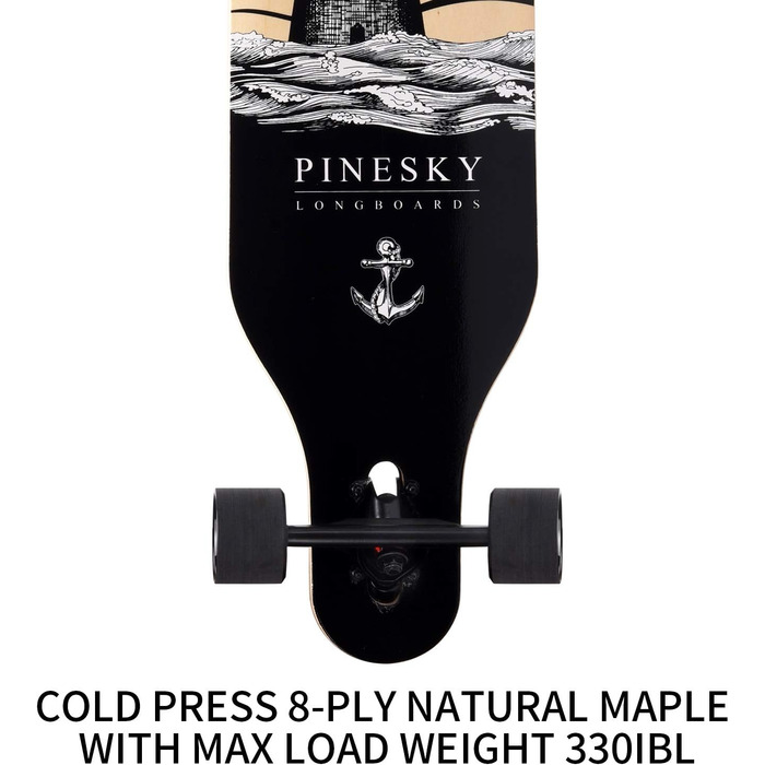 Лонгборд PINESKY 41 дюйм, 8 шарів клена, для круїзингу, карвінгу, фрістайлу та даунхілу (Beacon) + T-інструмент