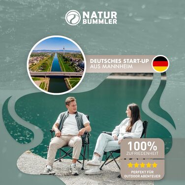 Складний туристичний стілець NaturBummler Cloud Sit+ сірий-чорний: для кемпінгу, риболовлі, відпочинку на природі. Макс. вага: 150 кг