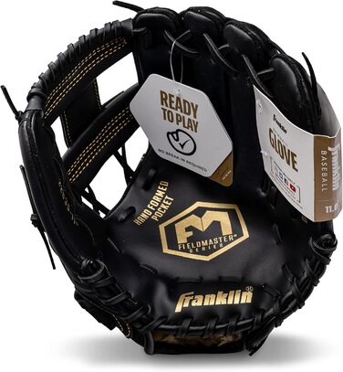 Рукавиця для бейсболу та софтболу Franklin Sports Field Master, права рука, 28 см (11 дюймів), чорно-золота