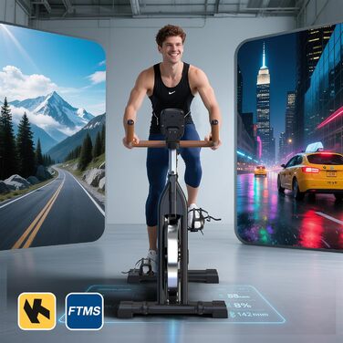 Велотренажер з Bluetooth: велотренажер з магнітним опором, фітнес-велосипед для дому з LCD-дисплеєм, до 160 кг, чорний