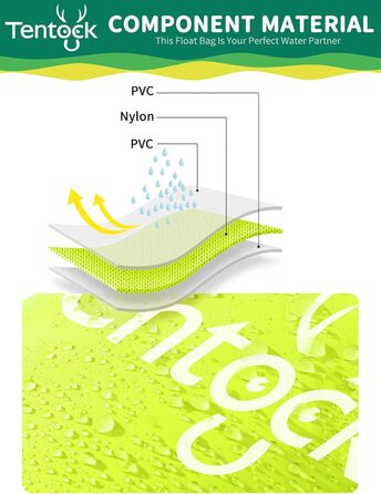 Tentock Плавуча сумка 28L, водонепроникна, надувна, для плавання та водного спорту. Безпечний плавучий засіб для триатлонів, каякінгу та снорклінгу. Колір: яскраво-зелений.