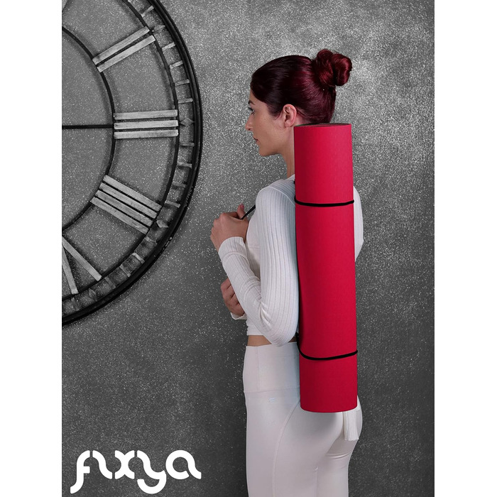 Преміум килимок для йоги та фітнесу FLXYA TPE 183x61x0,6 см, нековзкий, без фталатів, з ременем, для йоги, фітнесу, пілатесу, тренувань, 6 мм, синьо-баклажановий
