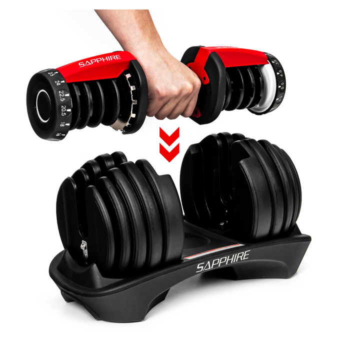 Регульовані гумовані гантелі Sapphire, 1 x 24 кг