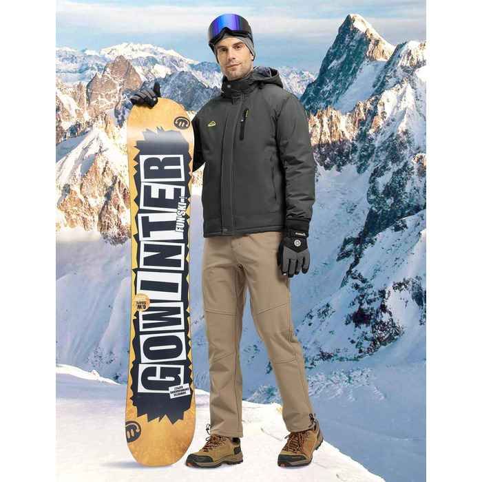 Чоловіча зимова куртка Rdruko для сноуборду та гірських прогулянок. Водонепроникна функціональна куртка з флісовою підкладкою та капюшоном. Білий колір (S, Темно-сірий)