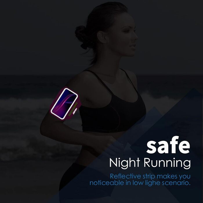 Спортивний браслет Haissky з кишенькою для навушників. Сумісний з iPhone, Huawei, Xiaomi, Galaxy. Сірий/Рожевий (до 6.9 дюймів)