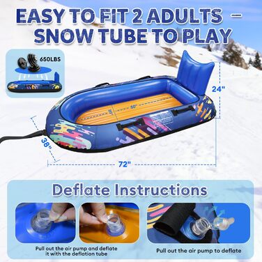 Надувний сніговий валянок Hyperzoo для двох осіб з посиленими ручками та спинкою