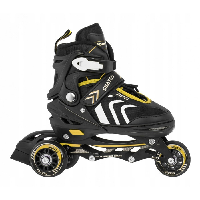 Дитячі роликові ковзани SporTrike, регульовані (розмір 29-33), чорно-жовті, 4 колеса 85A
