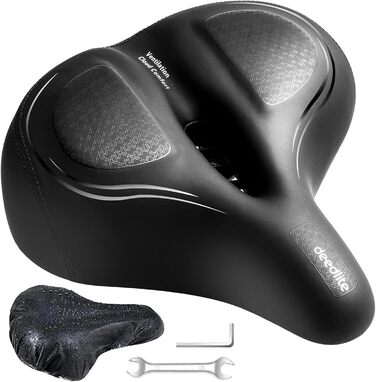 Велосипедне сідло Cloud Comfort Pro Max – ортопедичне, м’яке, з пам’яттю форми, з червоним світловідбивачем, для міських та гірських велосипедів, з амортизацією