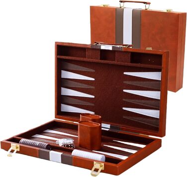 Набір для гри в шашки (бекґеммон) дерев'яний, 15 дюймів, для дорослих та дітей, у кейсі