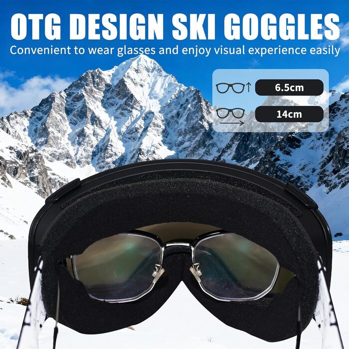 Скі-маска VCOROS YH693C з магнітною OTG, захист від УФ, проти запотівання, REVO покриття, регульований ремінь, сноуборд маска для катання на лижах 02-Срібло/Білий (VLT13%)