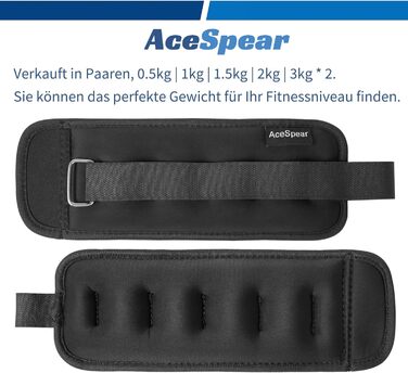 Обважнювачі AceSpear для ніг і рук, 2 x 0,5 кг, універсальні, для жінок і чоловіків, для фітнесу, бігу, тренувань
