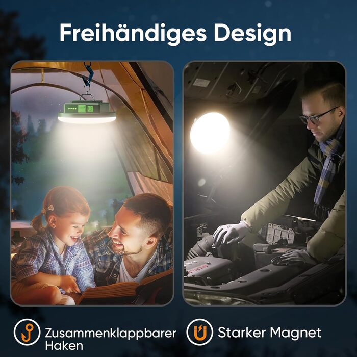 Eventek Кемпінговий ліхтар 12000mAh, 4000LM, LED, 4 режими, магнітний, IPX5, вологостійкий, перезаряджається. Ідеально для кемпінгу, намету, походу, аварійного освітлення. Зручний дизайн-ліхтар.