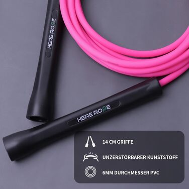 Спортивний скакалка Hererope PVC 6мм для фітнесу та боксу, швидкісна для чоловіків та жінок, 3.1 м, рожева