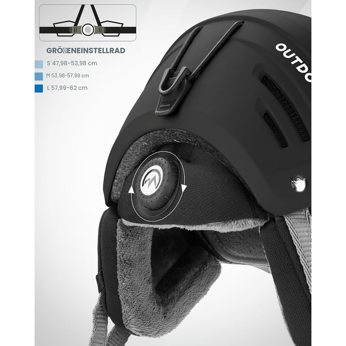 Шолом для гірських лиж та сноуборду OutdoorMaster Kelvin II унісекс, з системою вентиляції, матовий чорний, розмір M (54-58 см)