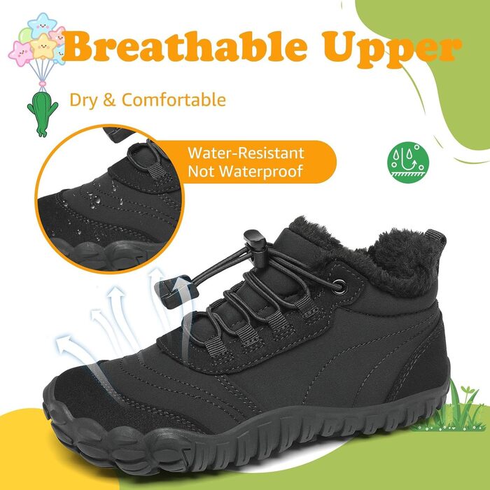 Дитячі зимові шкарпетки-черевики Saguaro, теплі, з підкладкою, для прогулянок, розмір 26-36 (32 EU), чорний