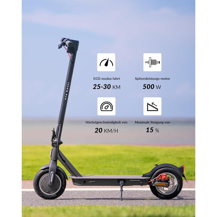 Електросамокат 5TH WHEEL V30PRO з ABE, поворотниками, 10-дюймовими колесами, до 30 км, 120 кг, додаток, 4 швидкості, дорожній електроскутер для міста