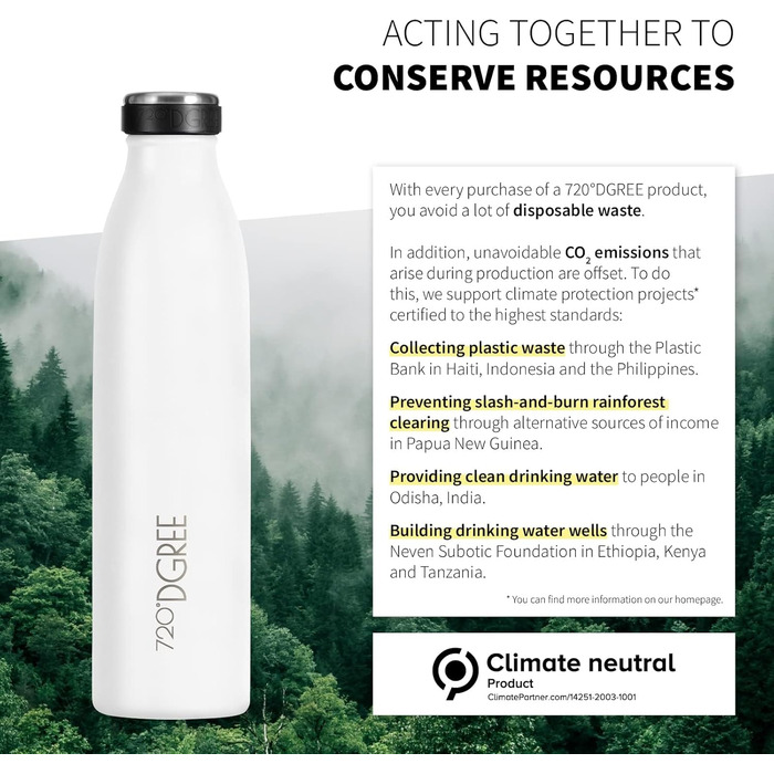 Дитяча термос пляшка з нержавіючої сталі 720°DGREE milkyBottle 350 мл, біла, BPA-free, для газованої води, школи та спорту
