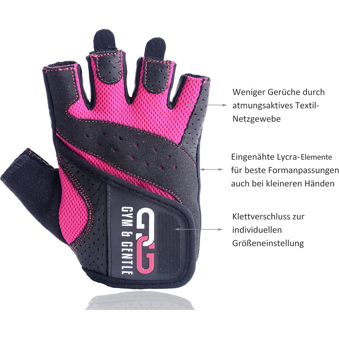 Фитнес рукавички для жінок Gym & Gentle - захист під час занять спортом, силових тренувань, їзди на велосипеді, бодібілдингу, тренувань з гантелями (XS, S, M, L) Рожевий M