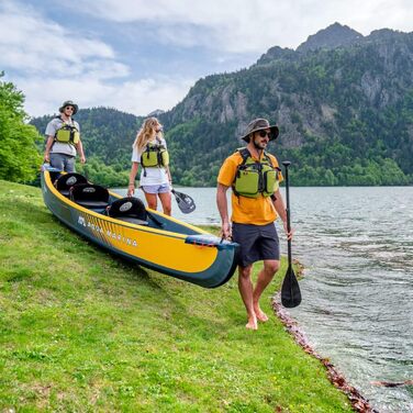 Надувний каяк Aqua Marina Tomahawk AIR-K 375 см для 1 особи, преміум, Drop-Stitch, синьо-жовтий