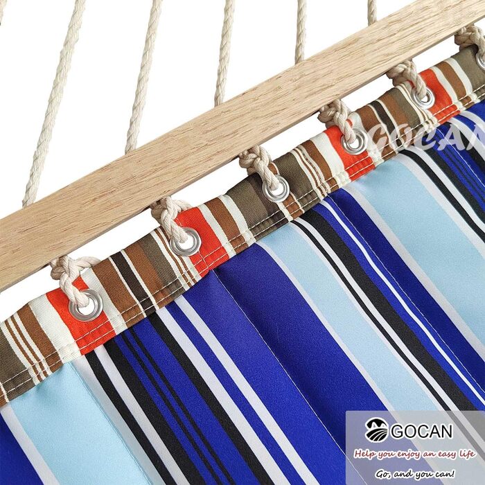 Гаммак GOCAN XXL для 2 осіб, 220x150 см, 330 см, 300 кг, бавовна, для відпочинку в саду, на балконі, в приміщенні, сірий з червоно-синіми смугами