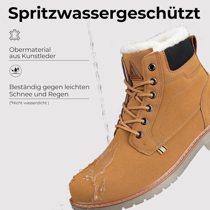 Зимові черевики Mishansha Herren: теплі, з підкладкою, антиковзаючі, класичні, розмір 39-48 EU (46 EU, золотисто-коричневий)