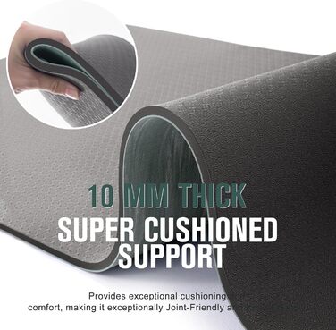 Килимок для йоги Marjar з неслизьким покриттям, фітнес-килимок для занять спортом, 183 x 61 x 0.6-1 см (сірий)