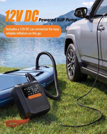Електричний насос для SUP дошки 20 PSI з адаптером 12V для авто, каяка, човна, надувного басейну та намету