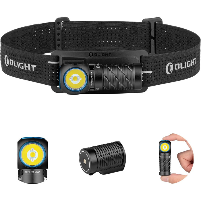 Ліхтар налобний Olight Perun 3 Mini LED, 920 люмен, перезаряджається, 8 режимів, IPX8, червоне світло, для активного відпочинку, риболовлі, чорний