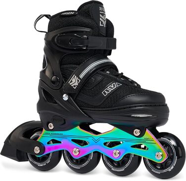 Інлайнери роликові ковзани RAVEN 2в1 для дітей та дорослих, регульовані (34-37), чорний/хром, з лезами