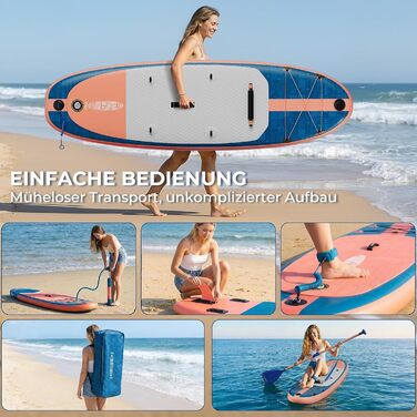 Надувний SUP борд Devoko 320x80x15 см з аксесуарами, 2-в-1 (сапборд + каяк), для серфінгу, риболовлі, йоги (блакитно-помаранчевий)