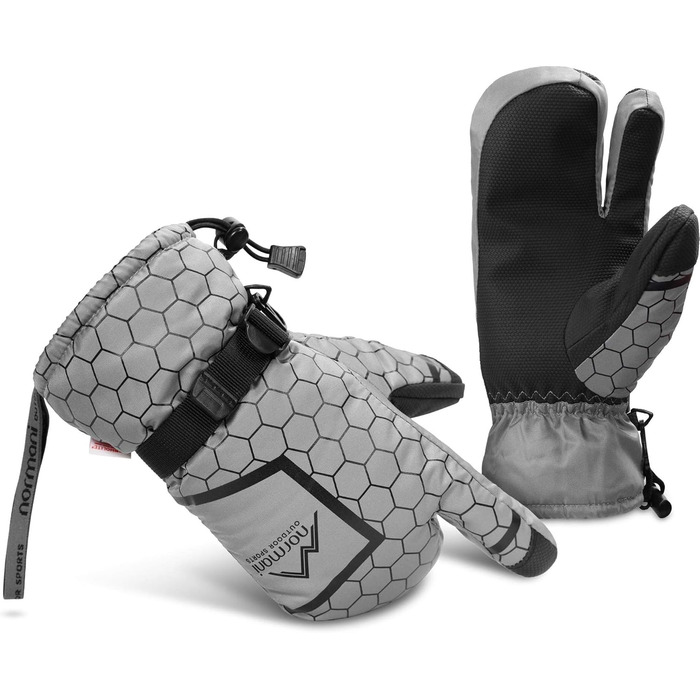 Зимові рукавички normani Apex утеплені ComforMax Classic до -35°C, крабовий стиль, сірі/чорні, XL