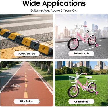 Дитяче велосипед 14 дюймів з додатковими колесами та кошиком, рожевий. Підходить для дітей 3-7 років, регульована висота сідла.