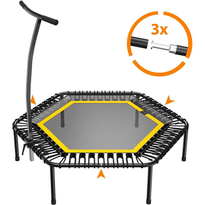 Фітнес батут bellicon Jumping 137 см, до 150 кг, з ручкою, посилений, 3-секційна рама, запатентовані канати, оригінал, Німеччина