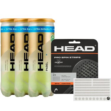 Набір для падел-тенісу Head Padel PRO S+ (3 ракетки, 9 м'ячів) + Стрічки Rezztek Pro Spin для ракетки - для максимального обертання та контролю