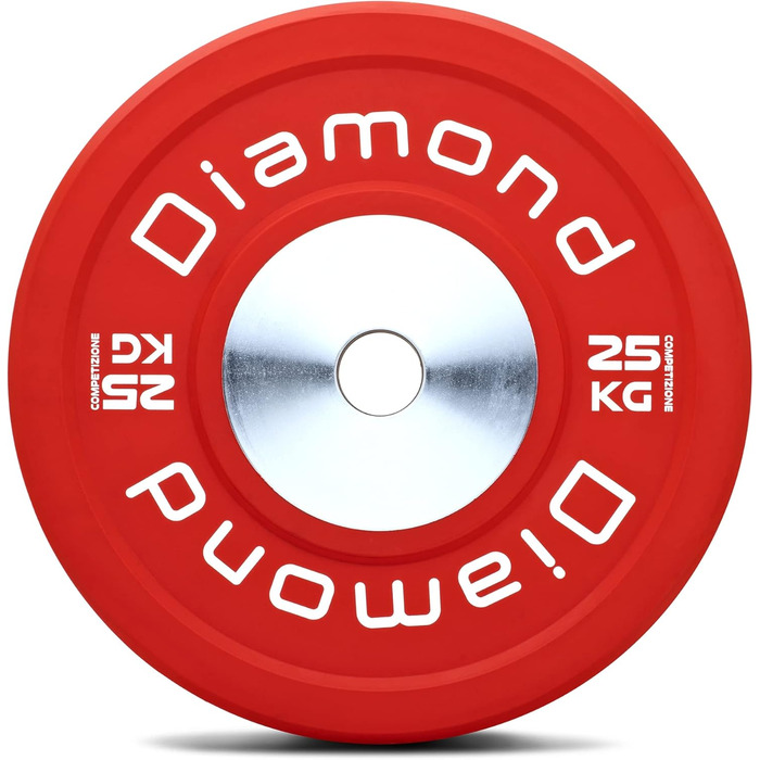 Пара змагальних дисків Pro Diamond 2 x 25 кг, 50 мм, червоні – для штанги та гантелей, тренажерний зал і домашній фітнес