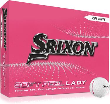 Гольф-м'яч Srixon Soft Feel Lady 8 & 9 для жінок | Низька компресія, простий високий старт | М'яка текстура | Ідеально для помірних замахів та підвищеної точності | Білий (SOFT FEEL LADY8, Білий)