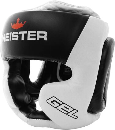 Чоловічий боксерський шолом Meister MMA Gel Fullface для тренувань, біло-чорний, розмір XXL – захист для боксу та муай-тай