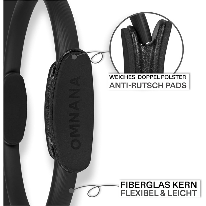 Pilates Ring CORE™ Ø38 см: Стабілізатор для пресу, ніг та рук, чорний (MYTHOS BLACK), з м'якою піною