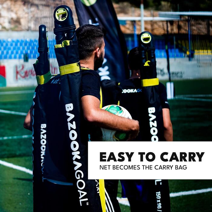 BazookaGoal Оригінальні розкладні ворота для футболу - Mini Pop-Up Tor для дітей та дорослих, 1,20 x 0,75 м, чорний