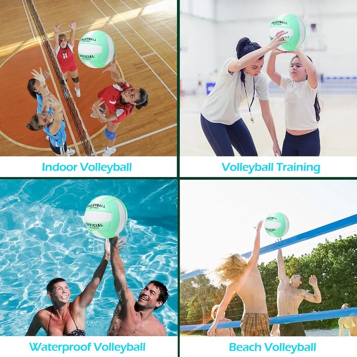 Волейбольний м'яч офіційного розміру 5, комплект з м'яким м'ячем для гри в приміщенні, на вулиці, на пляжі, тренувальний інвентар для пляжного волейболу та басейну, фітнес-зал, зелено-білий