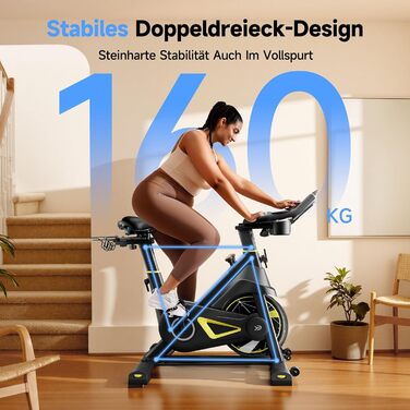 YPOO Велотренажер для дому, тихий велотренажер з регульованим магнітним опором, велотренажер для кардіотренувань з комфортним сидінням, тримачем для планшета, LED-монітором, до 160 кг, чорний