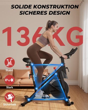 Велотренажер спінінг Heimtrainer Fahrrad з додатком, 15 кг маховика, чорно-червоний