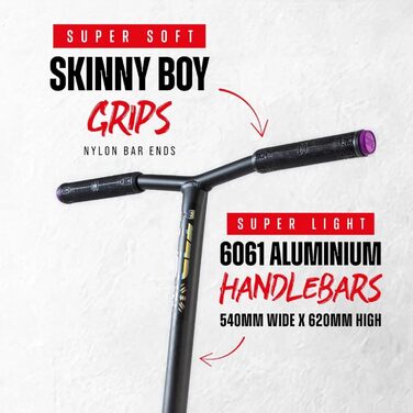 Трюковий самокат CORE Stunt-Scooter Trick 110мм, ABEC 9, для дітей та дорослих (від 5 років), регульована висота 78-96см + наклейка Fantic26 (Чорний/Райдуга)