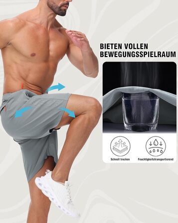 Чоловічі спортивні шорти для фітнесу та занять спортом (2 шт.) - чорний/світло-сірий, XXL