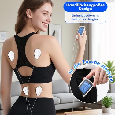 EMS масажер TENS: електрична стимуляція м'язів з 36 програмами, 10 електродів для ніг, спини, плечей