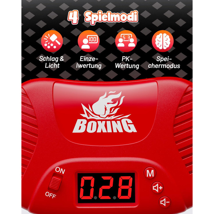 Інтерактивний боксерський мішок для дітей з музикою та світлом, стоячий, надувний, з рукавичками, для хлопчиків 6-12 років, червоний, L