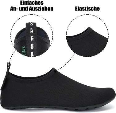 Чоботи для плавання SAGUARO: чоловічі та жіночі, легкі, швидковисихаючі, неопренові, розміри EU 36-47, чорний колір