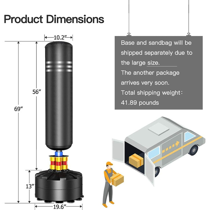 Стенд для боксерського мішка YOLEO, 175 см, чорний. Міцний боксерський тренажер для дорослих